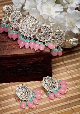 Gold Beaded Gold Plated Necklace Set