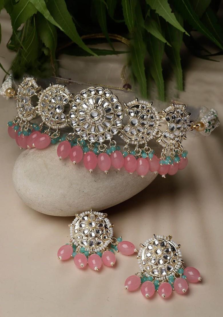 Gold Beaded Gold Plated Necklace Set