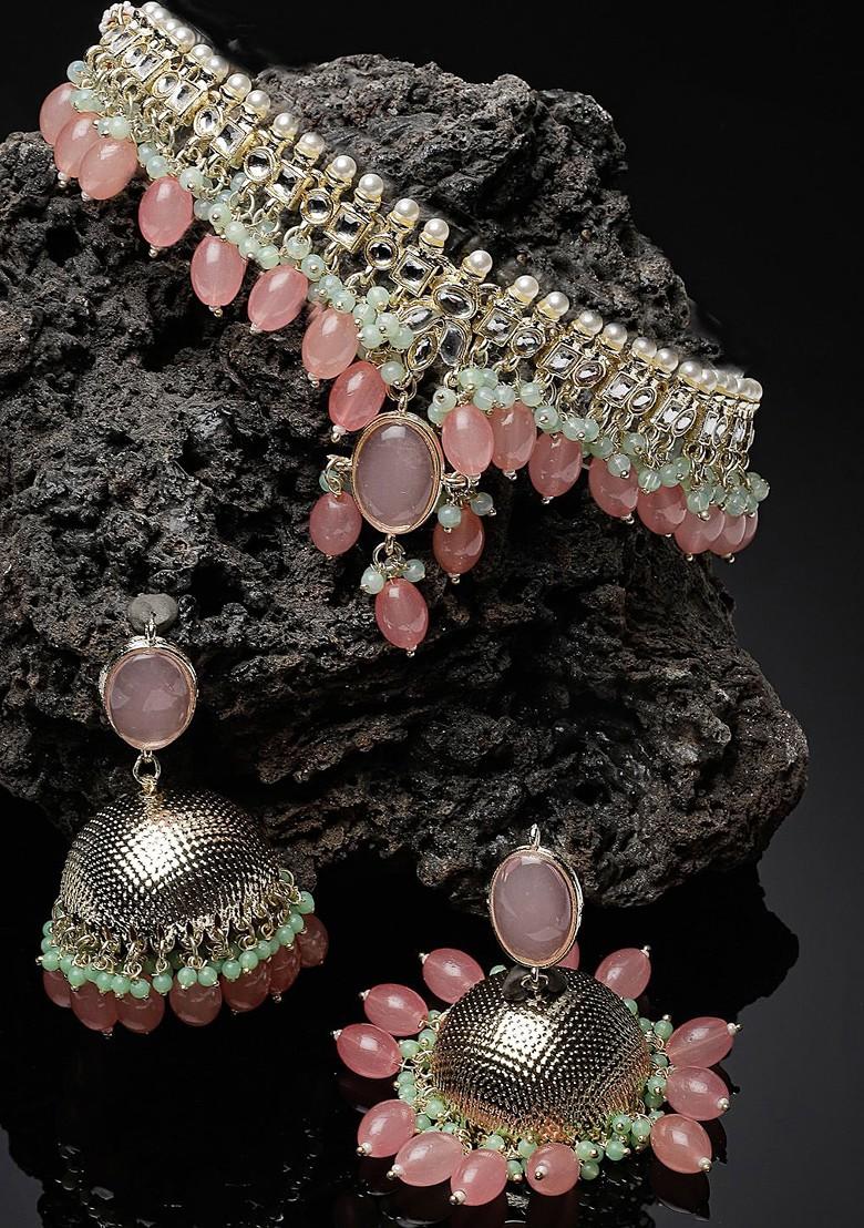 Gold Beaded Gold Plated Necklace Set