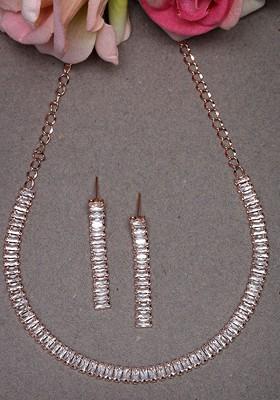 Rose Gold Beaded Gold Plated Necklace Set