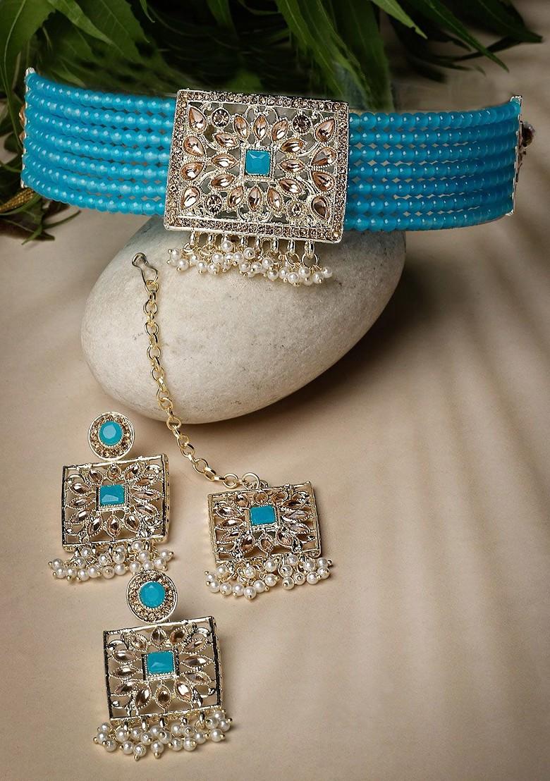 Gold Beaded Gold Plated Necklace Set