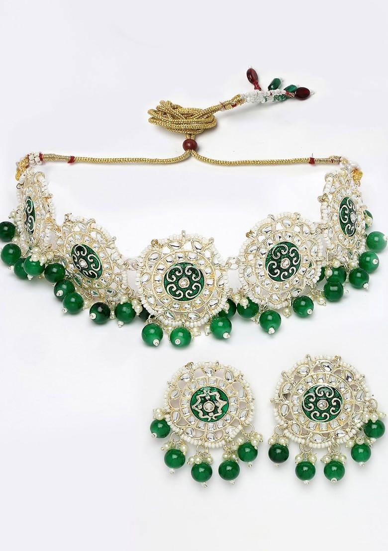 Gold Beaded Gold Plated Necklace Set