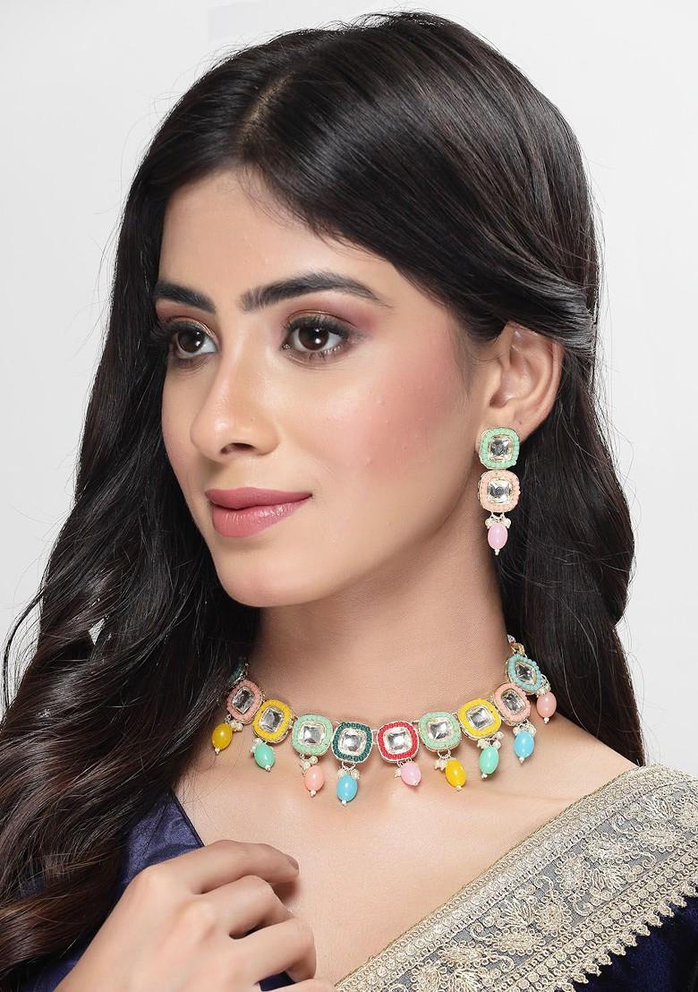 Gold Beaded Gold Plated Necklace Set