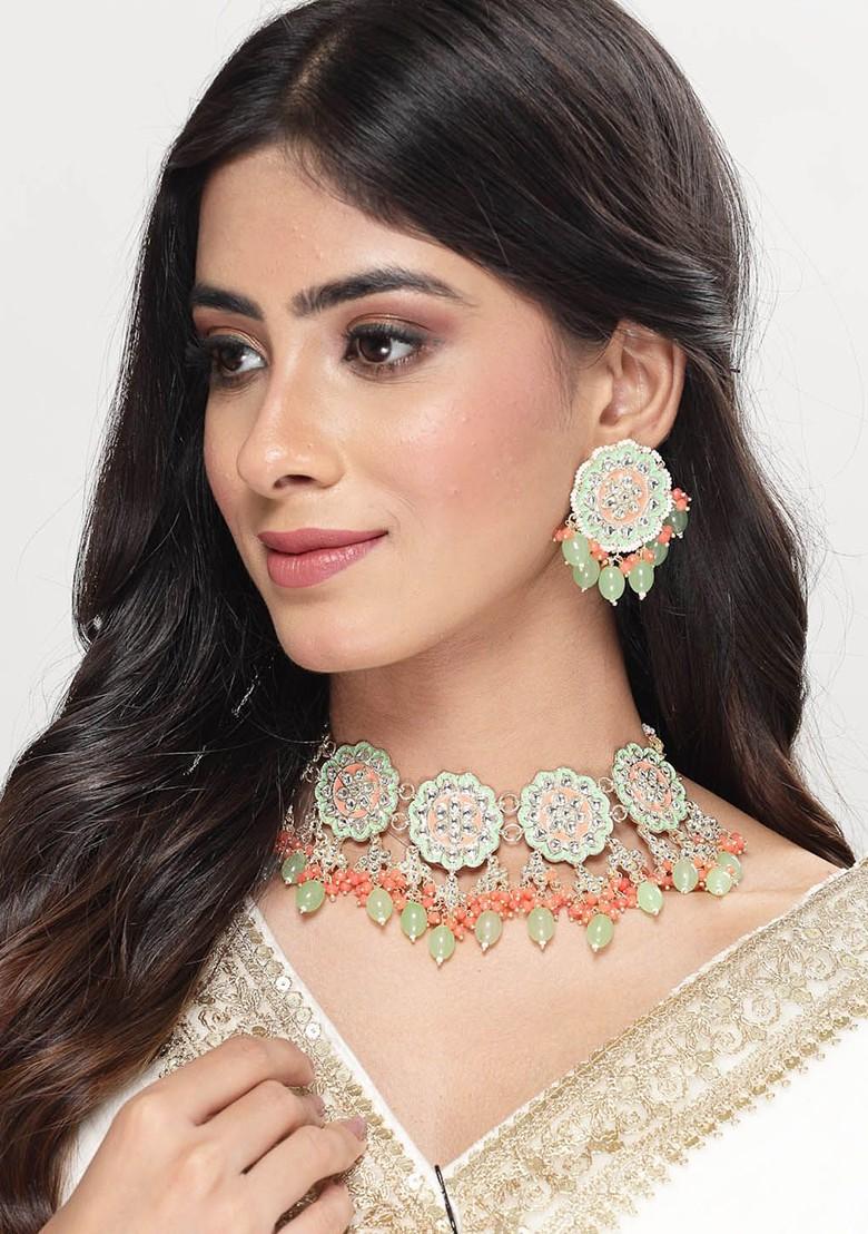 Gold Beaded Gold Plated Necklace Set