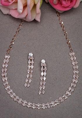 Rose Gold Beaded Gold Plated Necklace Set