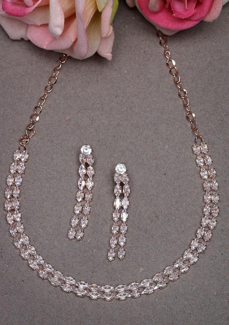 Rose Gold Beaded Gold Plated Necklace Set