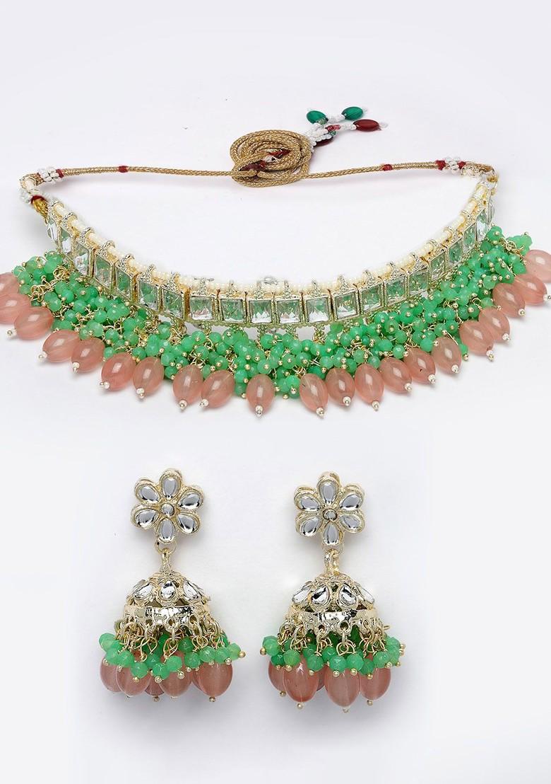 Gold Beaded Gold Plated Necklace Set