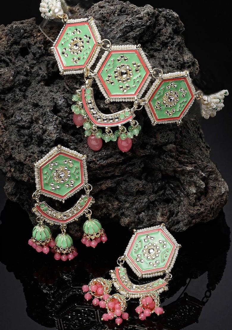 Gold Beaded Gold Plated Necklace Set