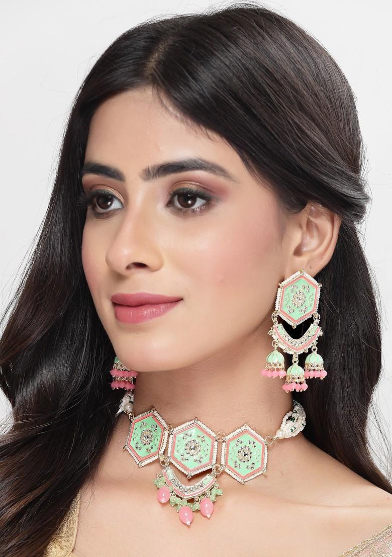 Gold Beaded Gold Plated Necklace Set