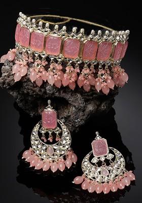 Gold Beaded Gold Plated Necklace Set