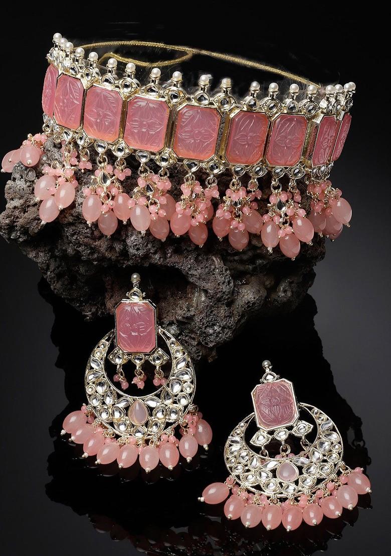 Gold Beaded Gold Plated Necklace Set