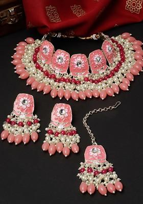 Gold Beaded Gold Plated Necklace Set