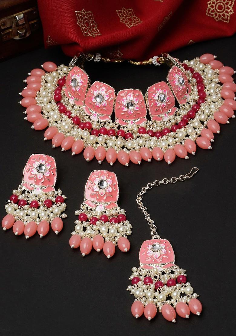 Gold Beaded Gold Plated Necklace Set