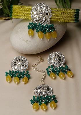 Gold Beaded Gold Plated Necklace Set