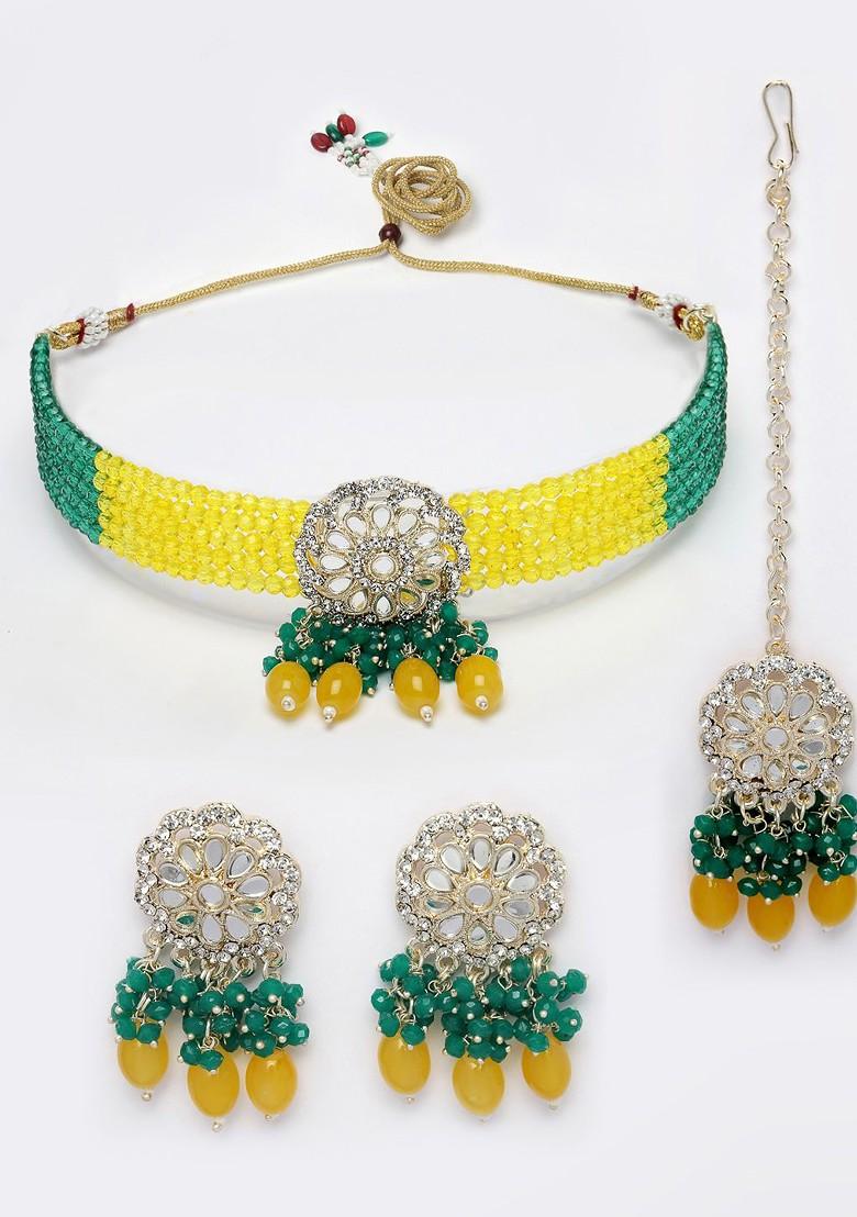 Gold Beaded Gold Plated Necklace Set