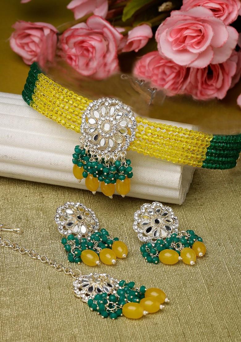 Gold Beaded Gold Plated Necklace Set