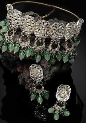 Gold Beaded Gold Plated Necklace Set