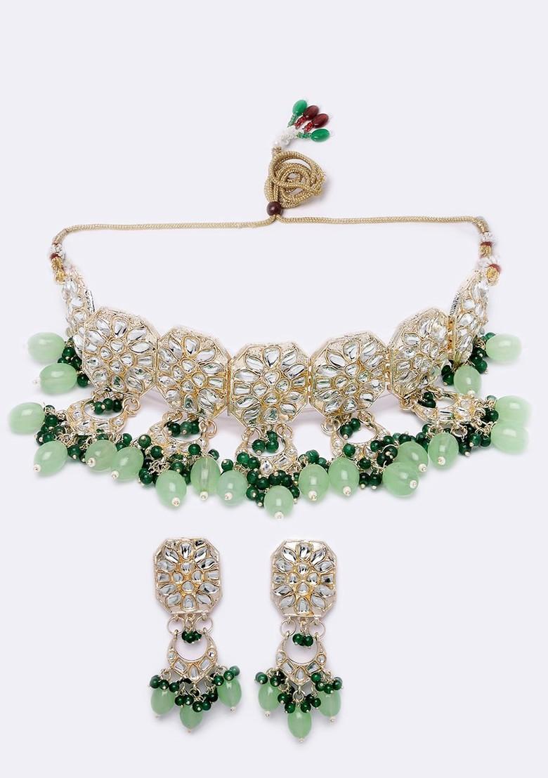 Gold Beaded Gold Plated Necklace Set