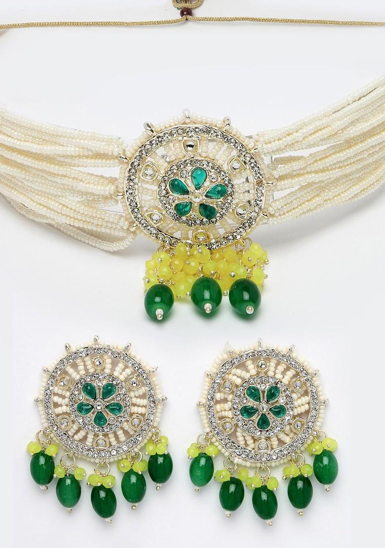 Gold Beaded Gold Plated Necklace Set