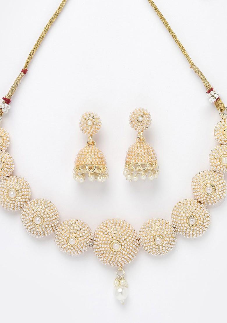 Gold Stone Studded Gold Plated Necklace Set