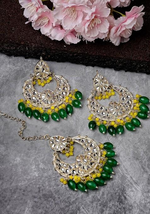 Gold Beaded Gold Plated Necklace Set