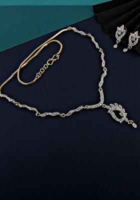 Green American Diamond Gold Plated Necklace Set