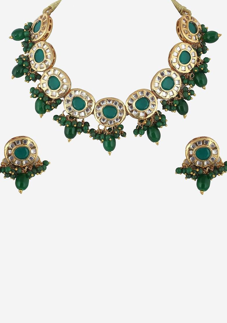 Gold Kundan Gold Plated Necklace Set - Indya