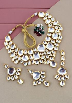 White Kundan Gold Plated Necklace Set