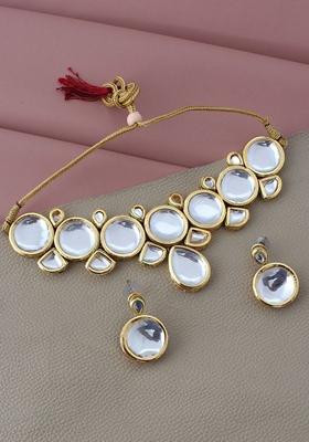 White Kundan Gold Plated Necklace Set
