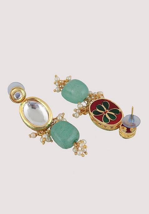 Green Kundan Gold Plated Necklace Set