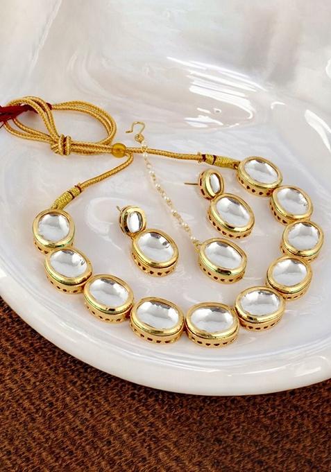 Gold Kundan Gold Plated Necklace Set