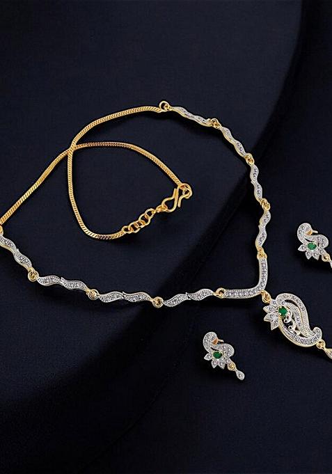 Gold American Diamond Gold Plated Necklace Set