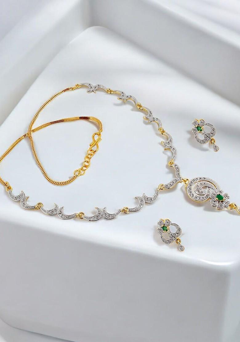 Gold American Diamond Gold Plated Necklace Set