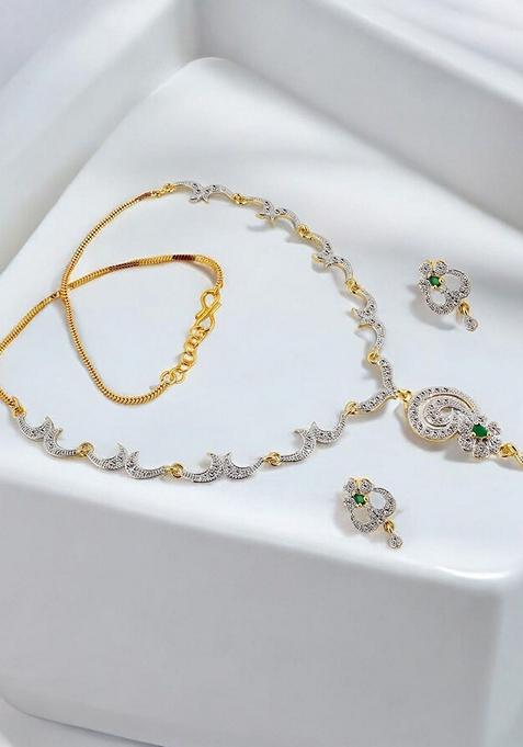 Gold American Diamond Gold Plated Necklace Set
