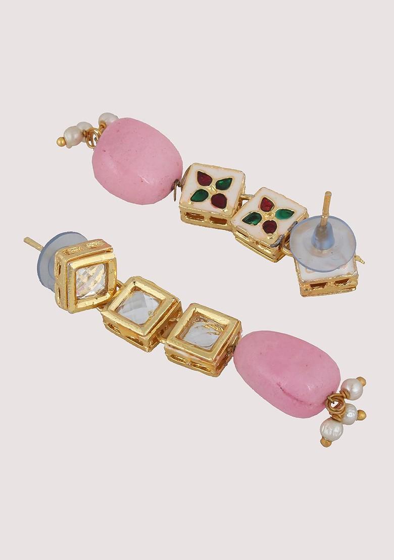 Pink Kundan Gold Plated Necklace Set