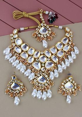 White Kundan Gold Plated Necklace Set