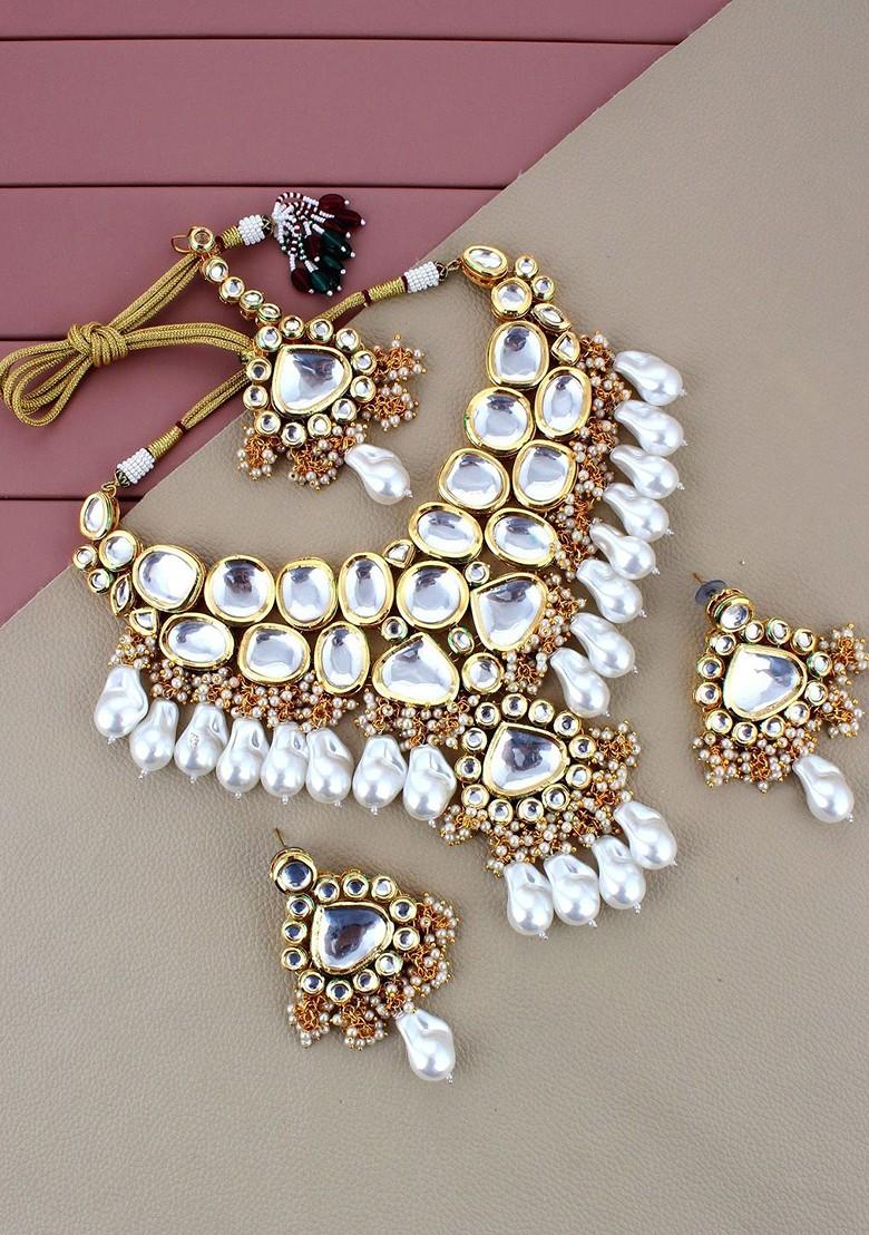 White Kundan Gold Plated Necklace Set
