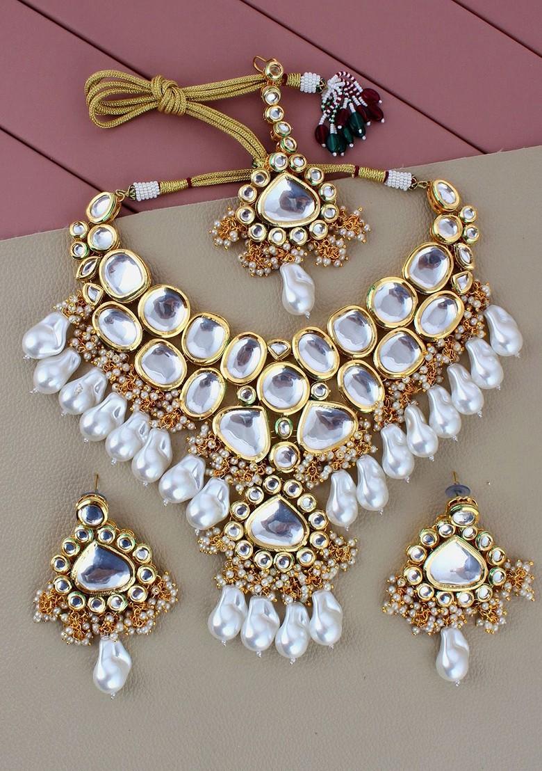 White Kundan Gold Plated Necklace Set