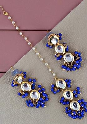 Blue Kundan Gold Plated Necklace Set