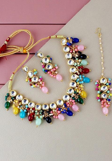 Gold Kundan Gold Plated Necklace Set