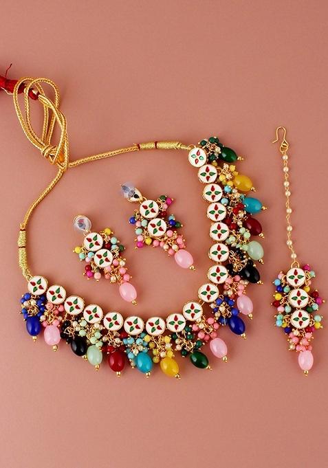 Gold Kundan Gold Plated Necklace Set