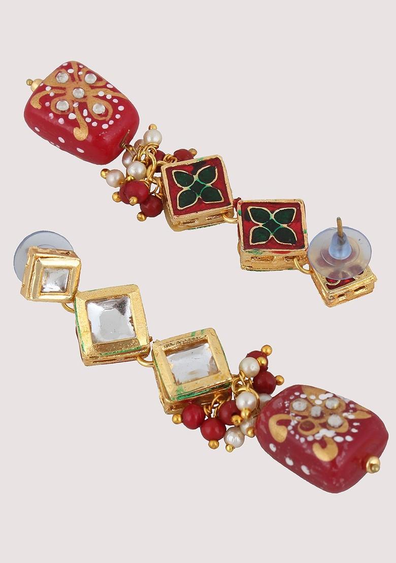 Maroon Kundan Gold Plated Necklace Set
