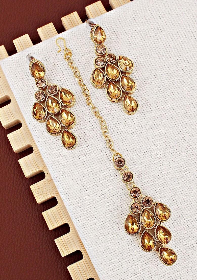 Gold Studded Gold Plated Necklace Set