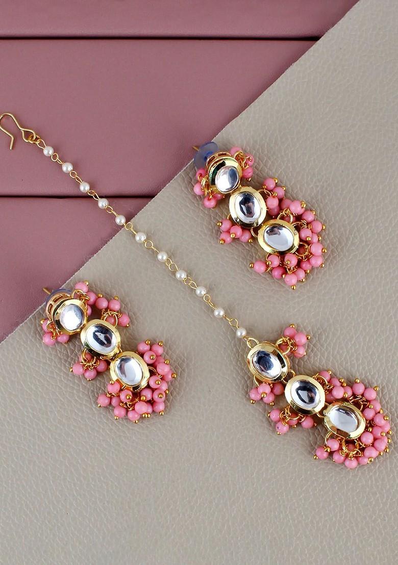 Pink Kundan Gold Plated Necklace Set