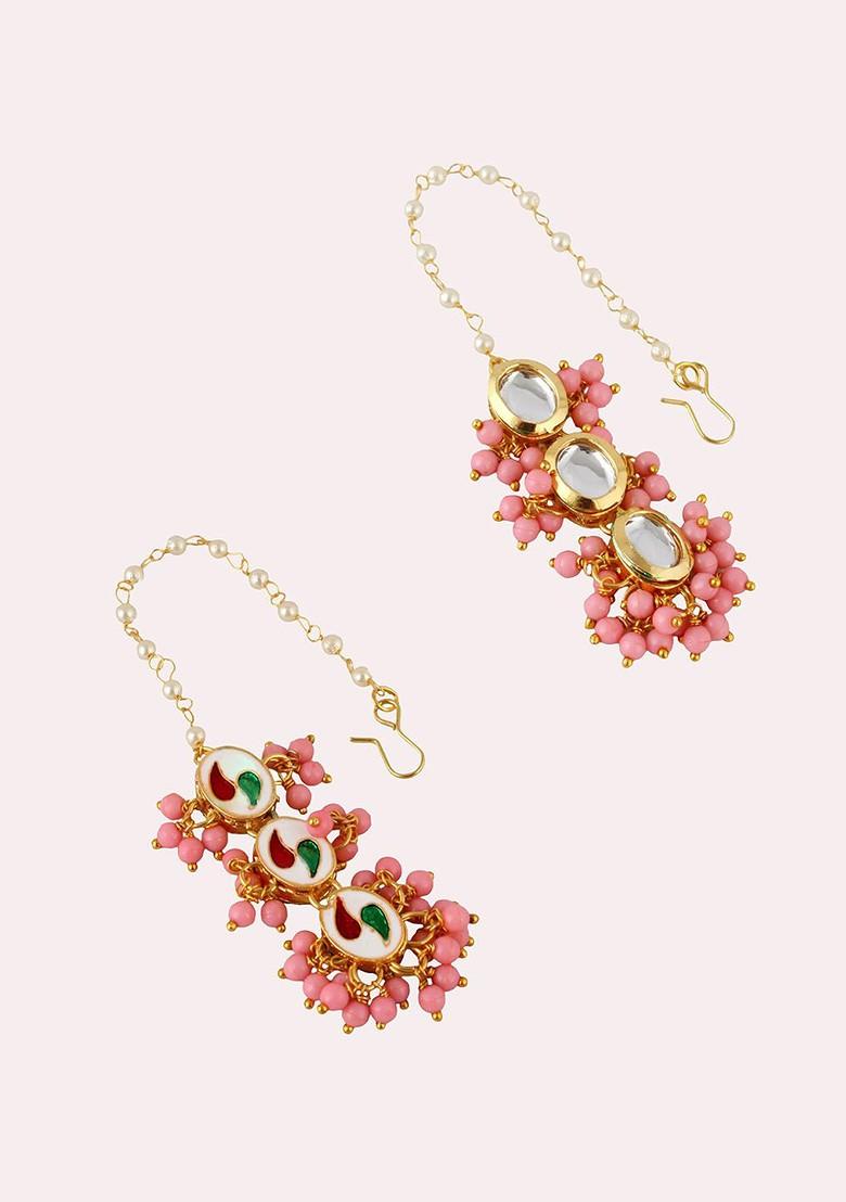 Pink Kundan Gold Plated Necklace Set