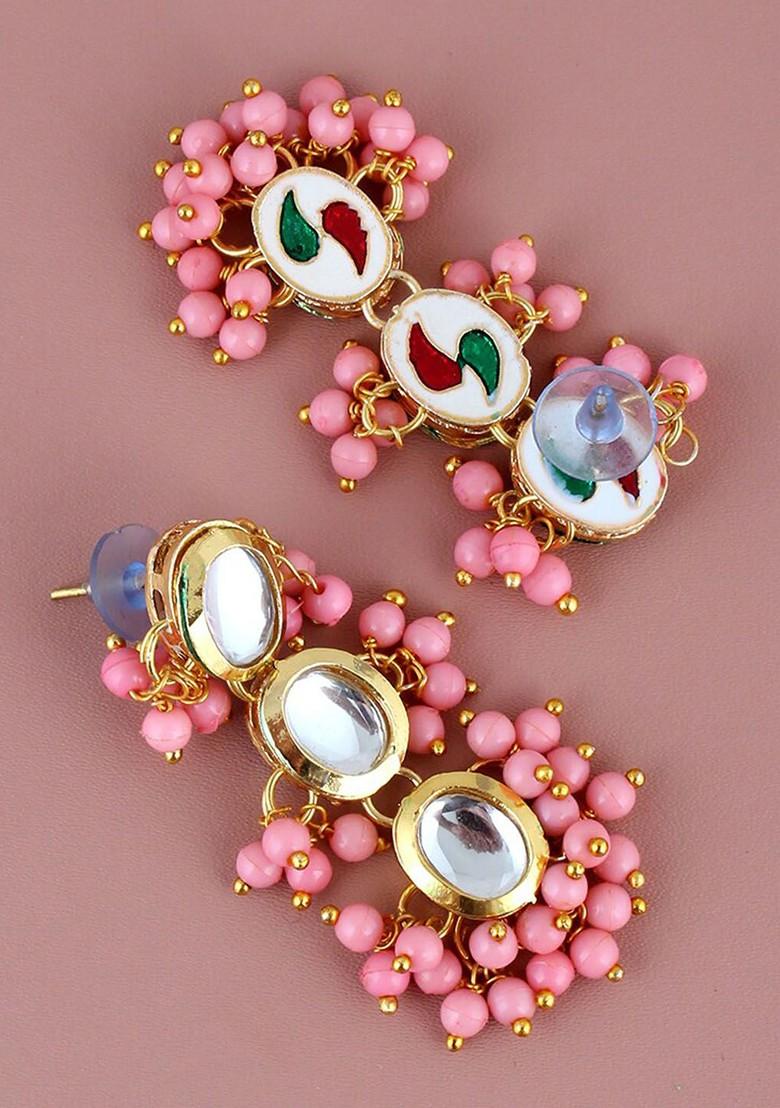 Pink Kundan Gold Plated Necklace Set