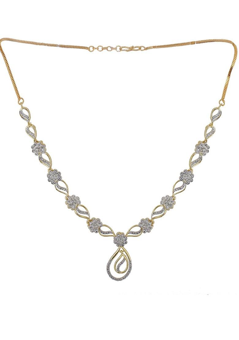 White American Diamond Gold Plated Necklace Set
