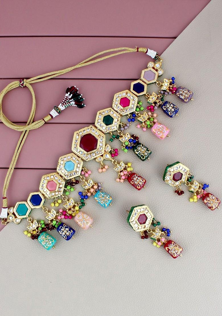 Gold Kundan Gold Plated Necklace Set