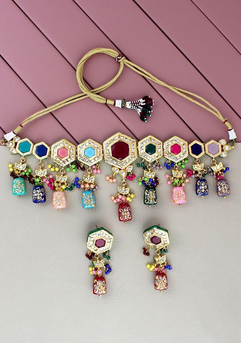Gold Kundan Gold Plated Necklace Set