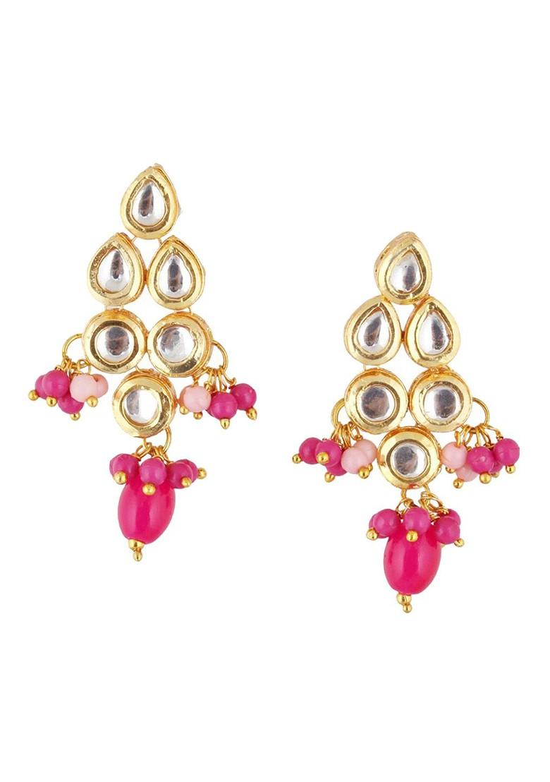 Pink Kundan Gold Plated Necklace Set